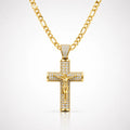 14K Gold Figaro Crucifix Chain